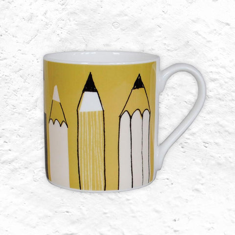 Gallery Mug - Pencils Olive - Bone China decorated in Stoke-on-Trent by Repeat Repeat