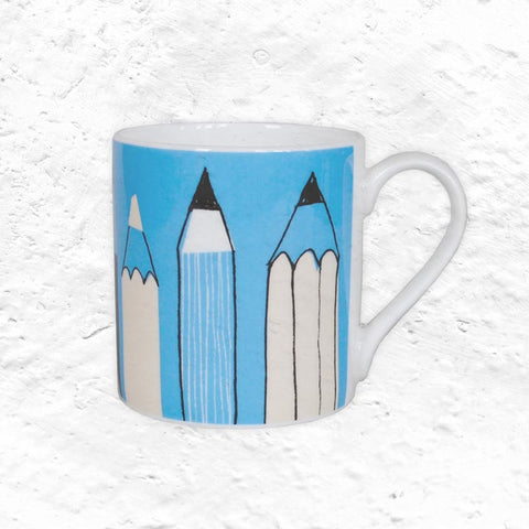 Gallery Mug - Pencils Turquoise - Bone China decorated in Stoke-on-Trent by Repeat Repeat