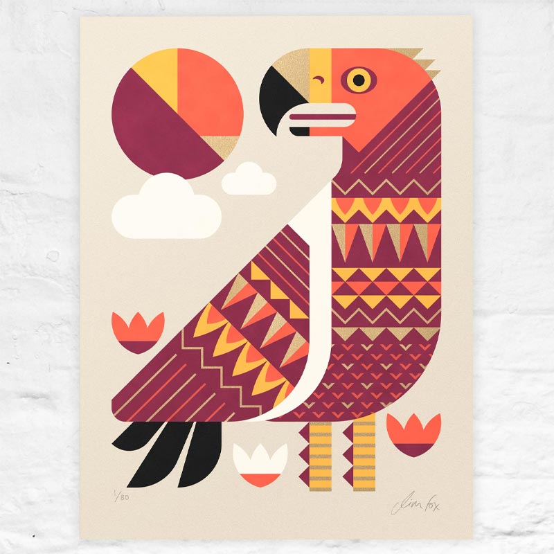 Golden Eagle - signed limited edition silkscreen print by Jim Fox