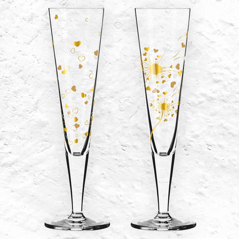 Goldnacht Champagne Glass "Duett" Set F24 - des. Ana Vasconcelos for Ritzenhoff