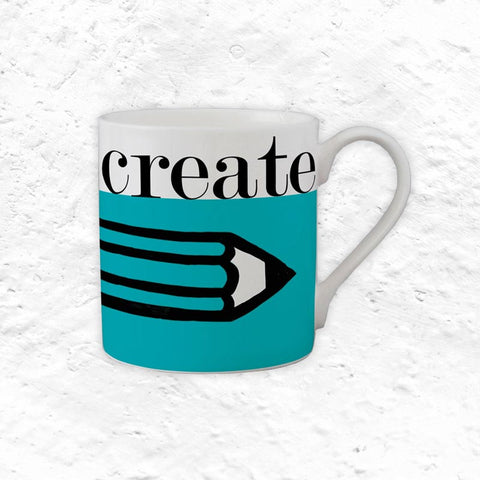 Graphic Mug - Create Pencil Blue - Bone China decorated in Stoke-on-Trent by Repeat Repeat
