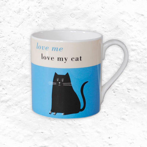 Happiness Mug - Black Cat Turquoise - Bone China decorated in Stoke-on-Trent by Repeat Repeat
