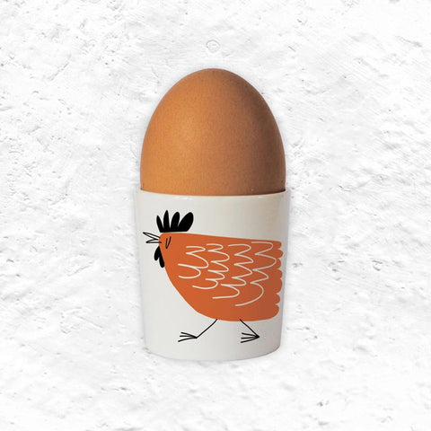Happiness Egg Cup with Orange Chicken illustration - Bone China made in Stoke-on-Trent by Repeat Repeat