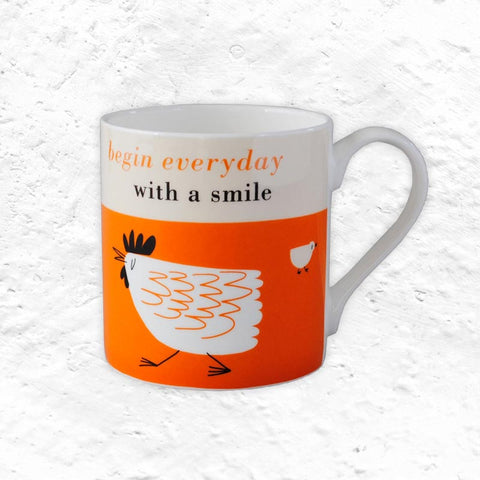 Happiness Mug - Chicken Orange - Bone China decorated in Stoke-on-Trent by Repeat Repeat