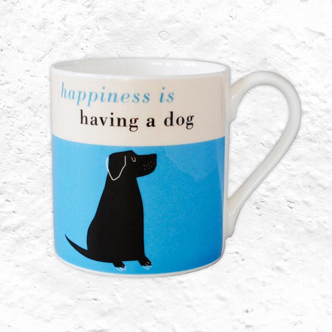 Happiness mug - Black Labrador, turquoise - by Repeat Repeat