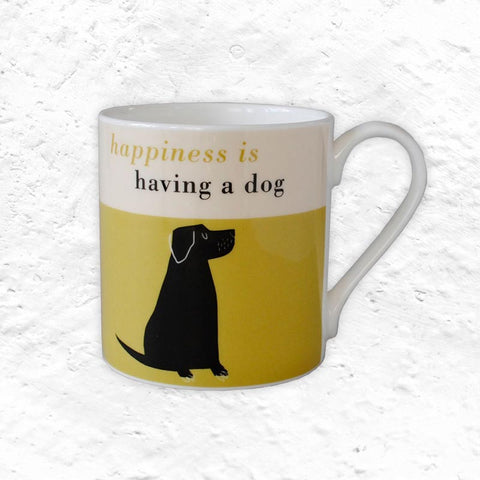 Happiness Mug - Black Labrador Olive - Bone China decorated in Stoke-on-Trent by Repeat repeat