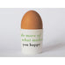 Happiness Egg Cup with Green Rabbit illustration - Bone China made in Stoke-on-Trent by Repeat Repeat
