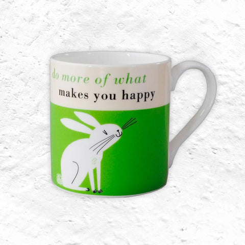 Happiness Mug - Rabbit Green - Bone China decorated in Stoke-on-Trent by Repeat Repeat