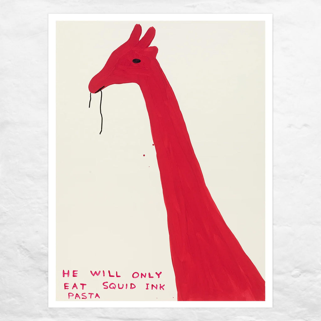 He Will Only Eat Squid Ink Pasta poster by David Shrigley