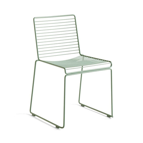 Hee Dining Chair - sled base, standard glider, fall green powder coated steel - des. Hee Welling for HAY