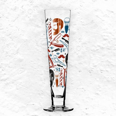 Heldenfest Beer Glass with Barber Illustration, des. Rebecca Buss for Ritzenhoff