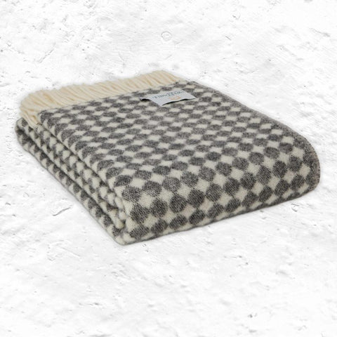 Pure New Wool Throw - Jacquard Spot - Charcoal - by Tweedmill
