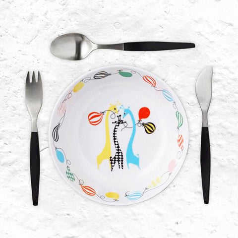 Focus de Luxe Junior Set - cutlery and plate - des. Folke Arstrom, 1955 (made by Gense)