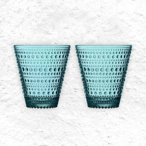 Set of 2 Kastehelmi tumblers - 30cl, sea blue - des. Oiva Toikka, 1964, made by Iittala