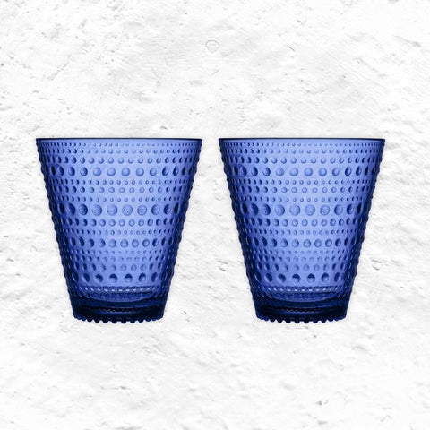 Set of 2 Kastehelmi tumblers - 30cl, ultramarine - des. Oiva Toikka, 1964, made by Iittala