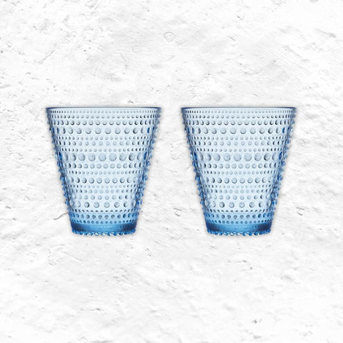 Set of 2 Kastehelmi tumblers - 30cl, aqua - des. Oiva Toikka, 1964, made by Iittala