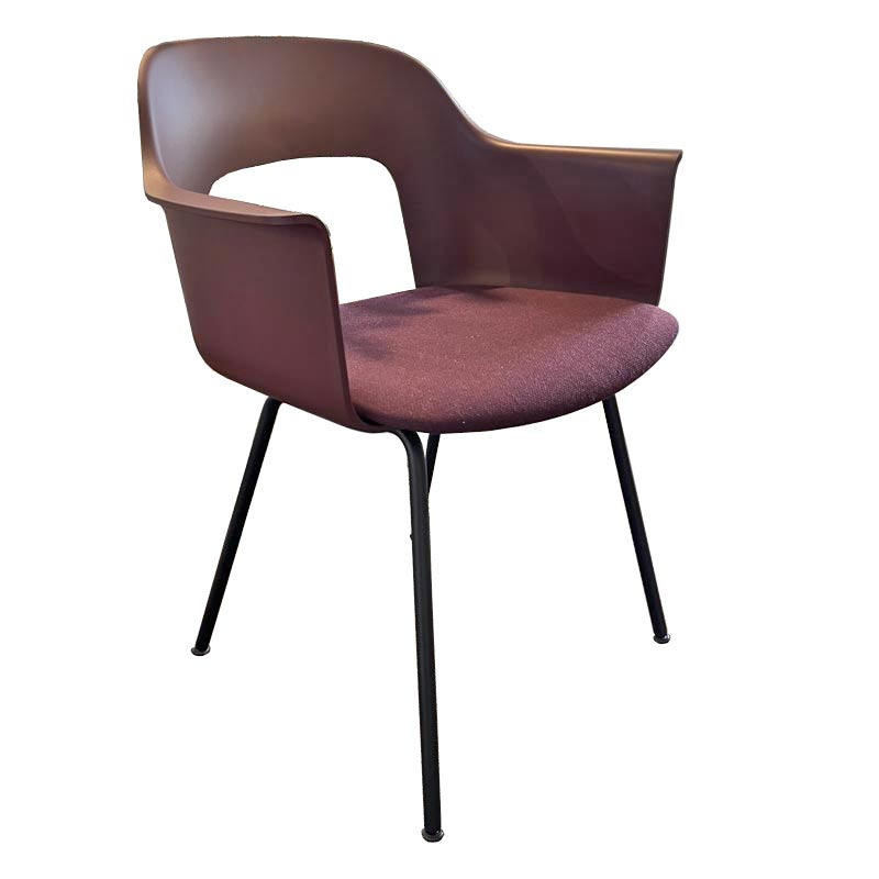 Layout 213 - dining armchair - Bordeaux shell - upholstered seat Fiord 591 - black 4 leg base,  - des. Julien Renault (made by HAY)