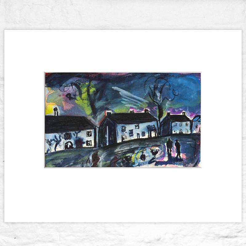 Light Houses, Dark Sky, 2018 - original watercolour painting by Kitty North.