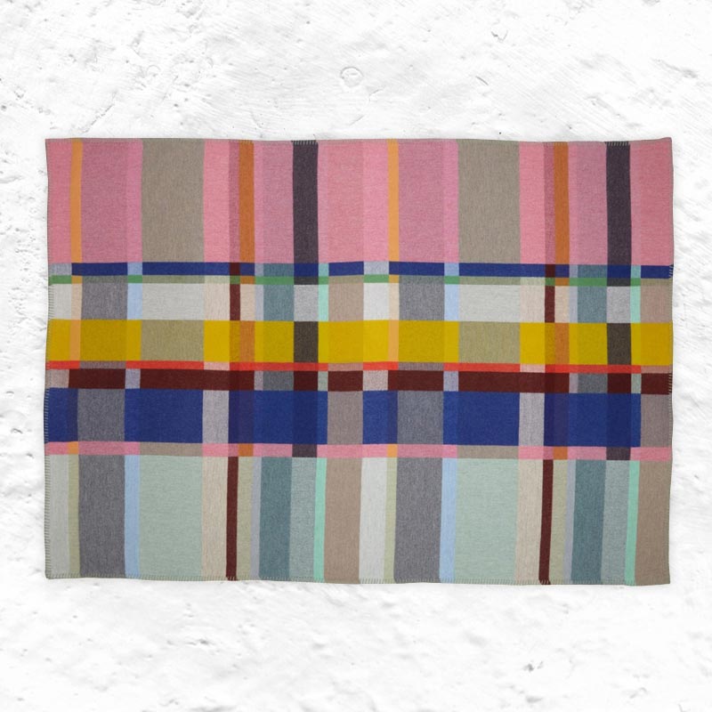 Lloyd 100% Merino Lambswool  Block Throw - Mint / Pink - by Wallace Sewell