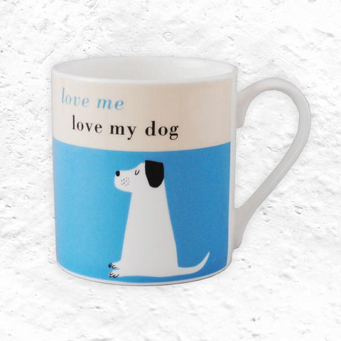 Happiness mug - Dog, Turquoise - Bone China decorated in Stoke-on-Trent by Repeat Repeat