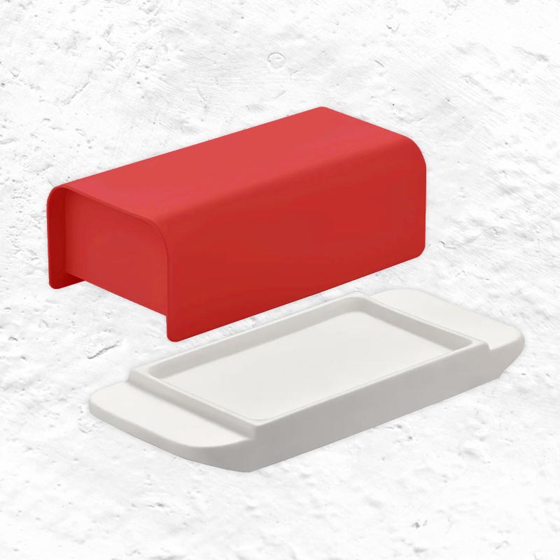Mattina Butter Dish - Red - des. BIG-GAME for Alessi