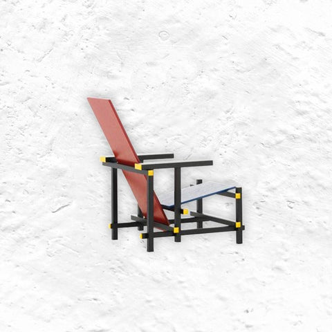 Miniature Red Blue Chair (Rood blauwe stoel) des. Gerrit Rietveld, 1918 (made by Vitra)