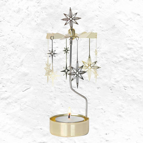 Angel Chime 'Northern Star' Gold Tealight Holder