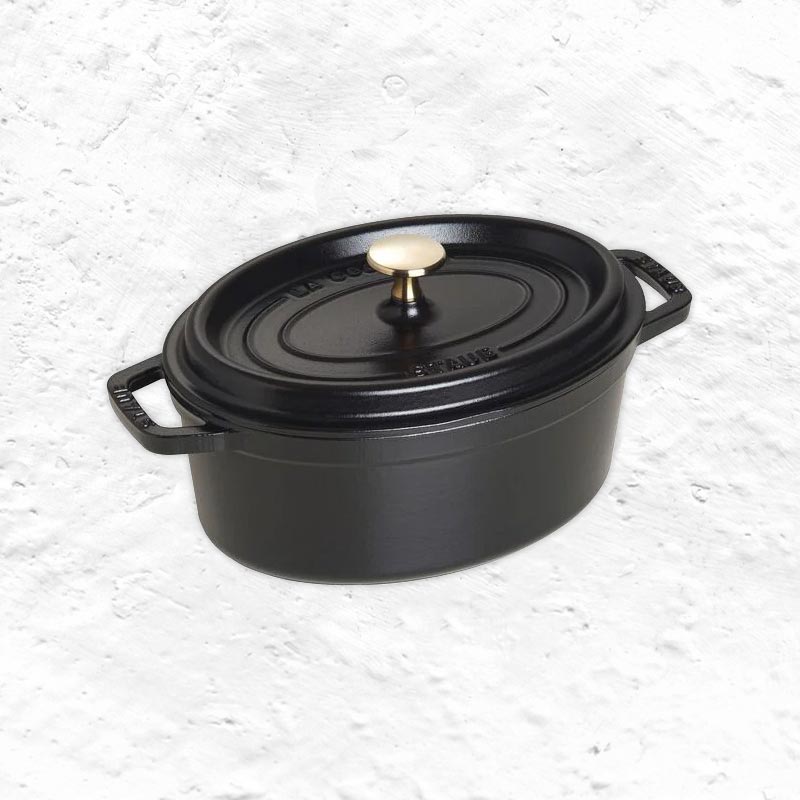 Oval Cast Iron Cocotte Black 23cm by STAUB Salts Mill Shop