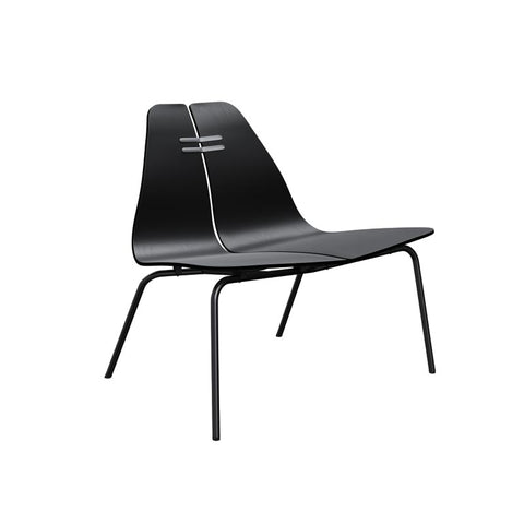 PK23 Lounge Chair - Black coloured veneer, black powder coated steel base - des. Poul Kjærholm, 1954