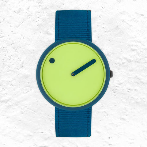 PICTO Ocean Ghost Watch - paradise green dial with deep blue recycled fishing net strap