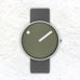 Picto watch - fresh olive dial, thunder grey leather strap