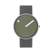 Picto watch - fresh olive dial, thunder grey leather strap