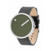 Picto watch - fresh olive dial, thunder grey leather strap