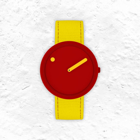 Picto Watch - Sunny Red Dial / Electric Yellow Recycled Strap