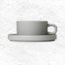 Pilar Tea cup & saucers - pair in mirage grey - by Blomus