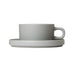 Pilar Tea cup & saucers - pair in mirage grey - by Blomus