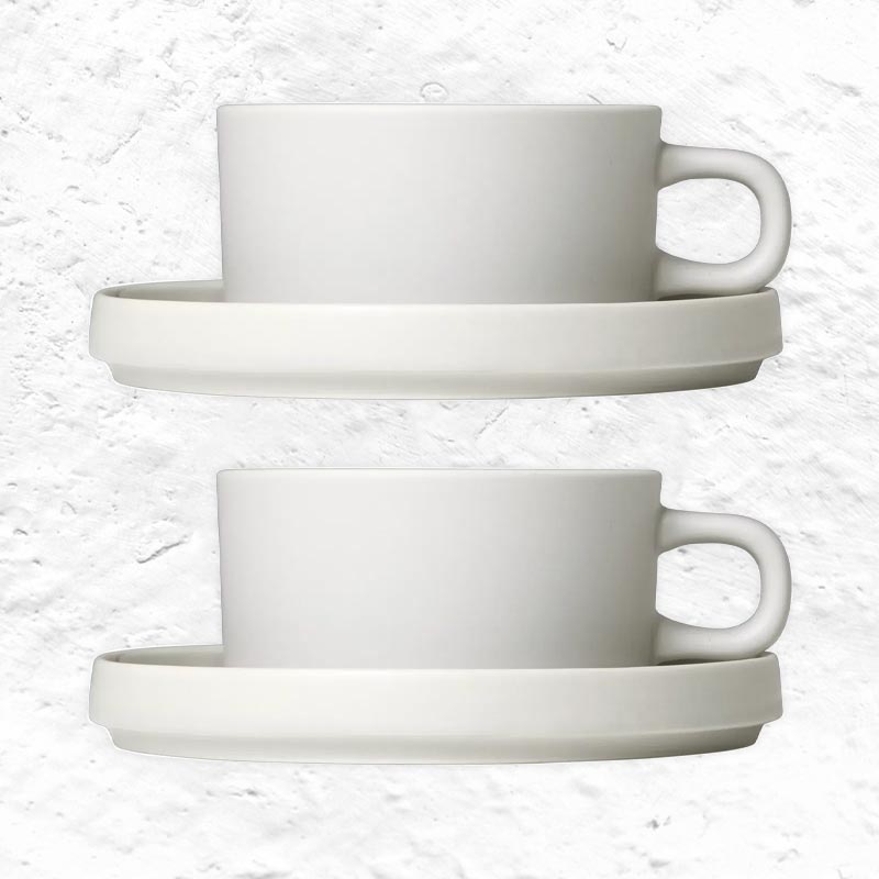 PILAR Tea cup & saucer pair - Moonbeam - des. Nina Thöming for Blomus