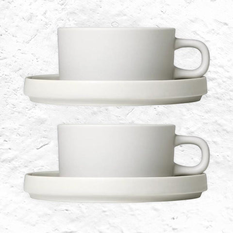 PILAR Tea cup & saucer pair - Moonbeam - des. Nina Thöming for Blomus