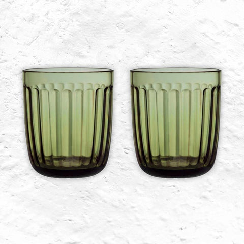 Set of 2 Raami tumblers - 26cl,  moss green - des. Jasper Morrison for Iitala