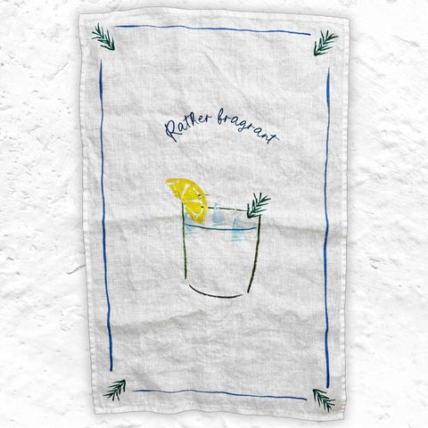 Rather Fragrant Gin & Tonic 100% Linen Tea Towel, by Dinette
