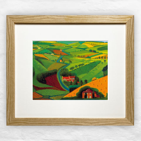 The Road Across The Wolds (Mini Framed) by David Hockney