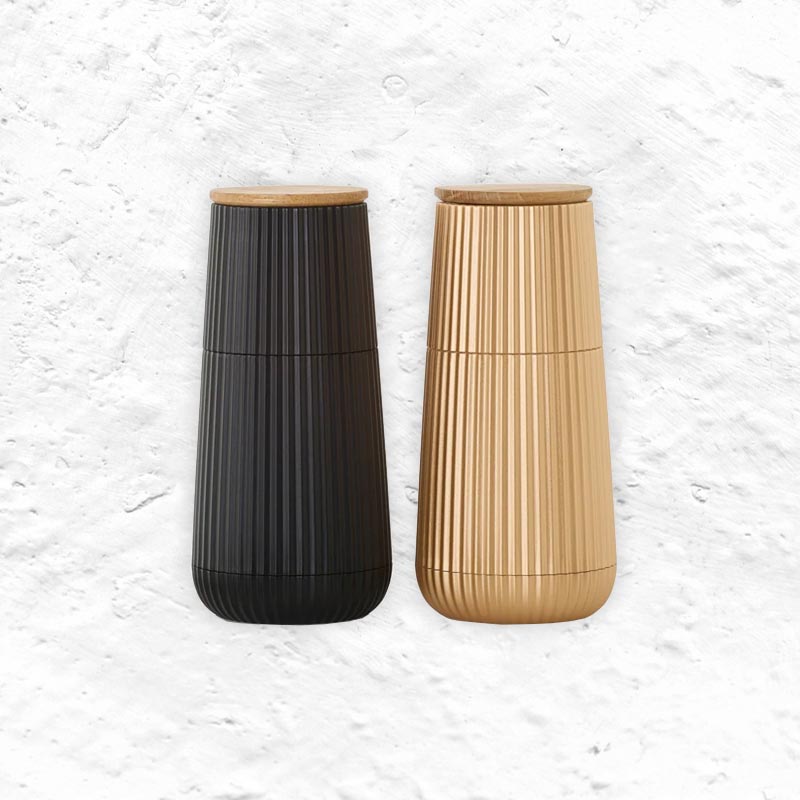 Scape Salt & Pepper Mill Set in Black and Oak, by Adhoc