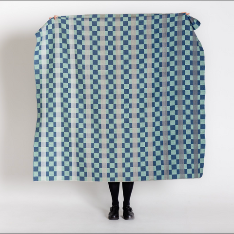 Checkerboard blanket / throw - Marine - by Hannah Robson