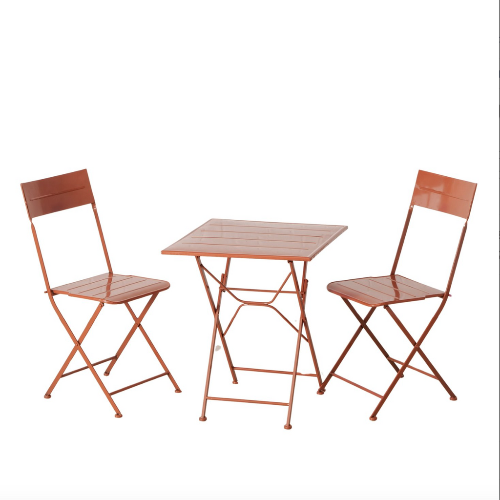 Lukas Red Powder Coated Cafe Table & Chairs Set by Boltze