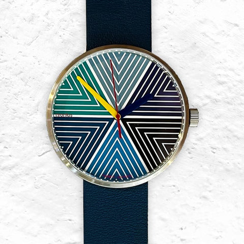 Forum Watch - Hommage à Frank Stella - 39mm - Blue - Petrol Leather Strap - by Walter Gropius