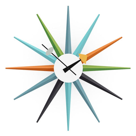 Sunburst wall clock (multicoloured) des. George Nelson, 1948 - 1960 (made by Vitra)