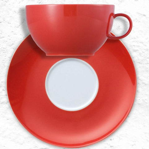 Sunny Day Cappuccino Cup & Saucer - Red - by Thomas Porcelain