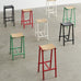 Taburete 8 Bar Stool - Low - Signal Red Powder Coated Base / H65 Water-Based-Lacquered Oak Veneer Seat, des. Marc Morro for HAY