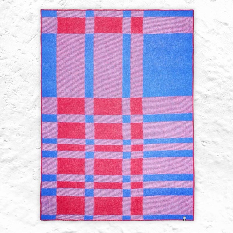 'Tartan Pink' Wool Blanket, by Michele Rondelli