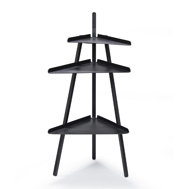 Trio Corner Bookshelf - Black Stained Oak - des. Achille Castiglioni & Giancarlo Pozzi (1988), by Cassina